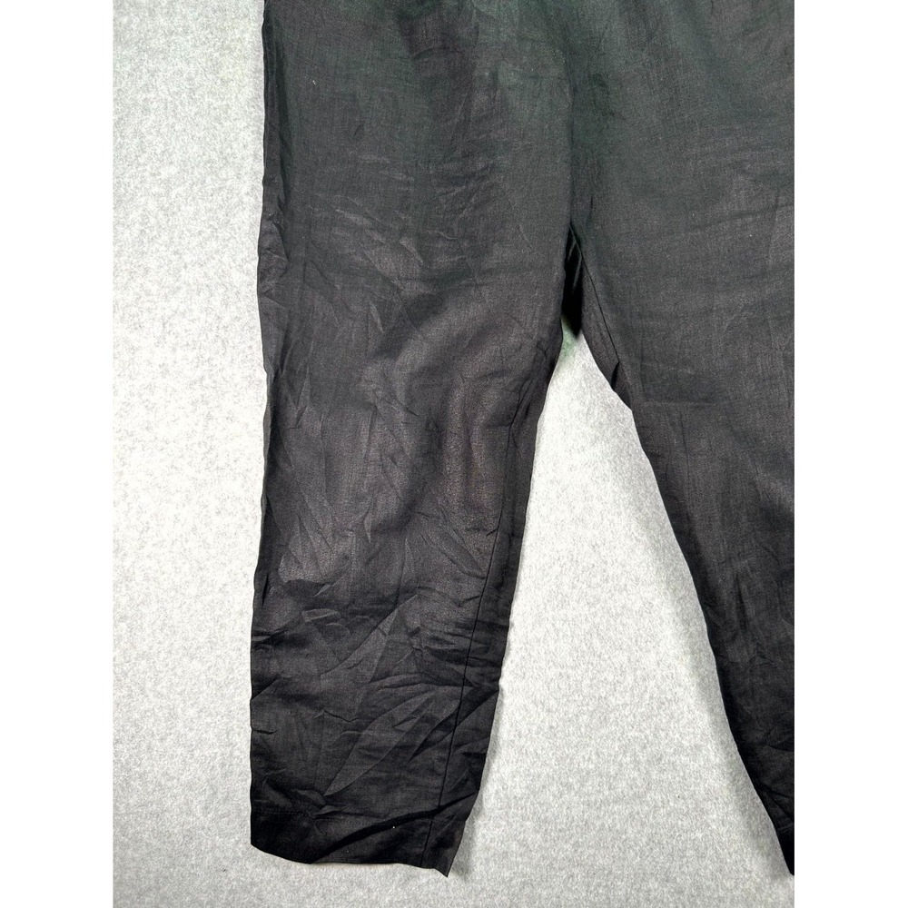 Sisley Linen Pants Women's 8 Black Regular Fit Comfortable High Waisted Pull On - Picture 10 of 16